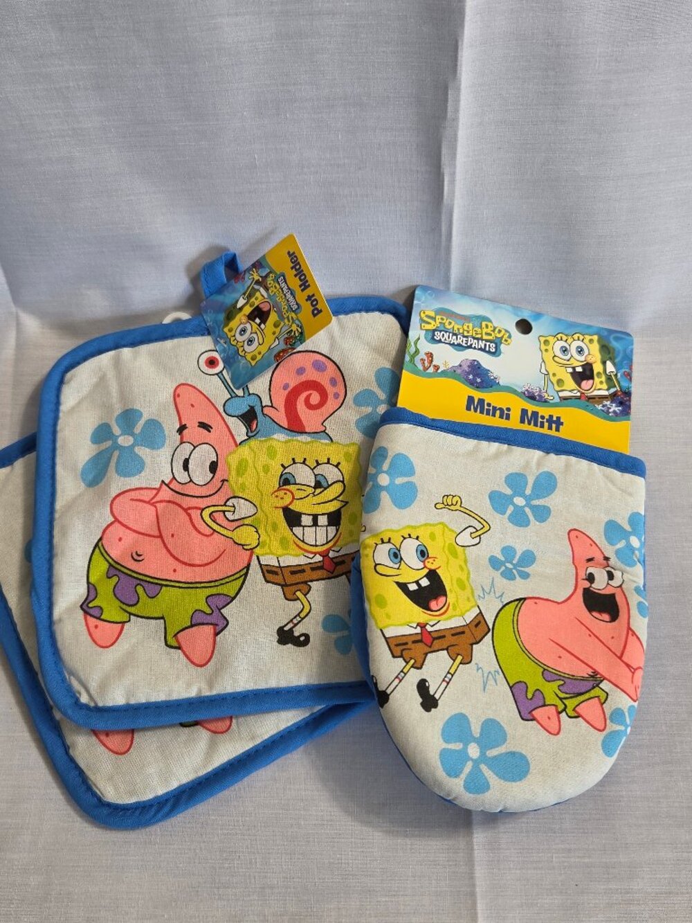 Nickelodeon SPONGEBOB Pot Holder & Mini Oven Mitt hot pad Sponge Bob Glove